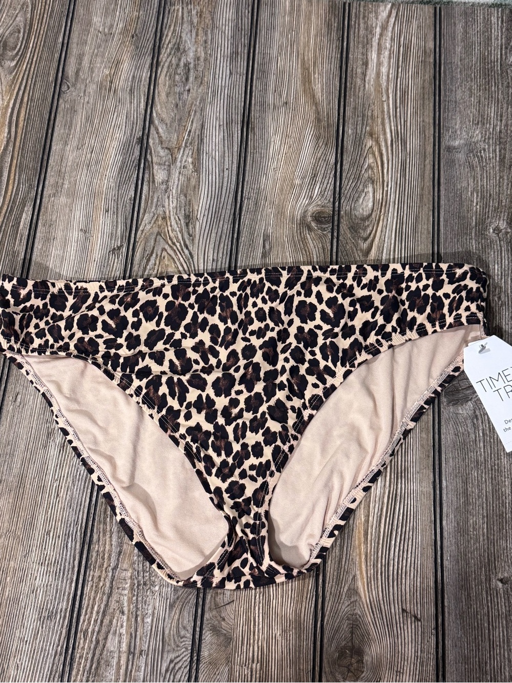 Time and Tru Leopard Print Bikini Bottoms in Tan and Black